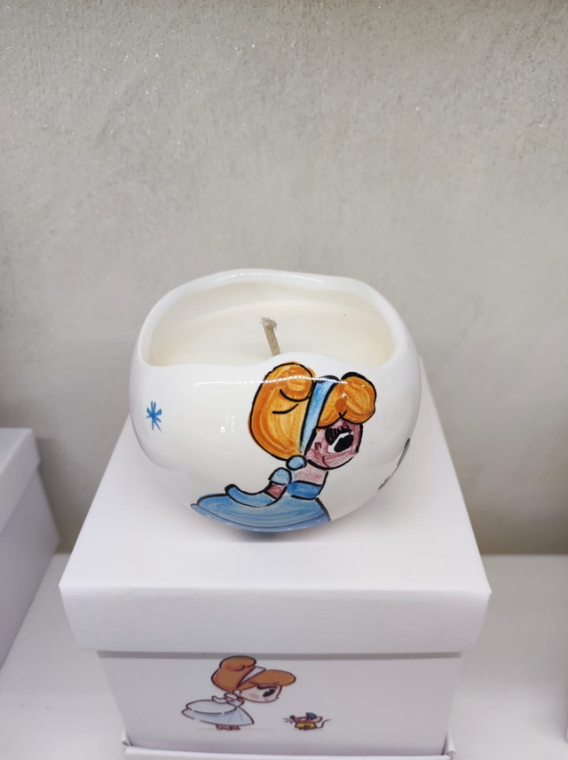 Candela in vaso ceramica collezione cenerentola
