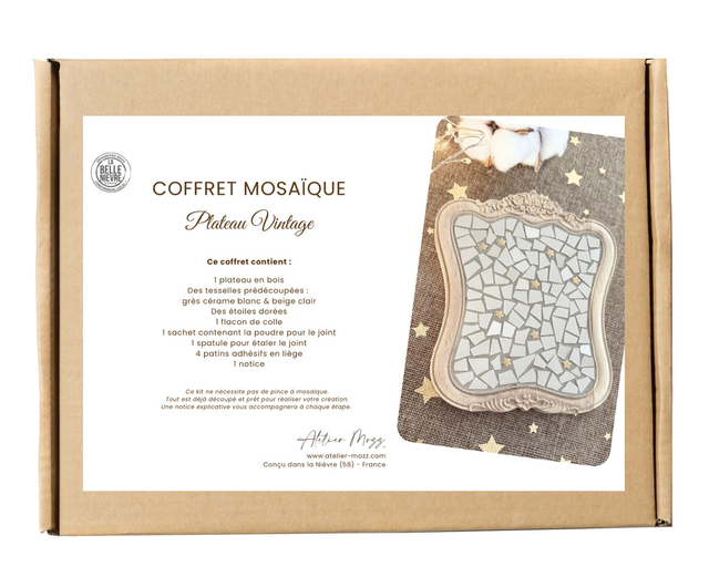 Coffret Mosaïque, kit Plateau vintage à bijoux DIY
