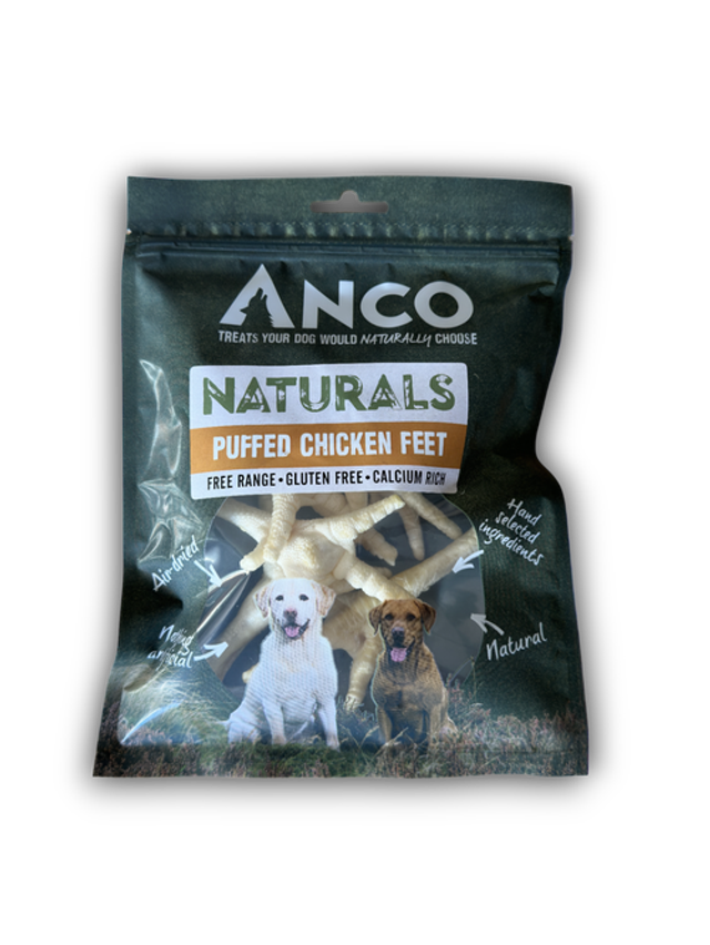 ANCO NATURALS PUFFED CHICKEN FEET 80G PRE-PACKED