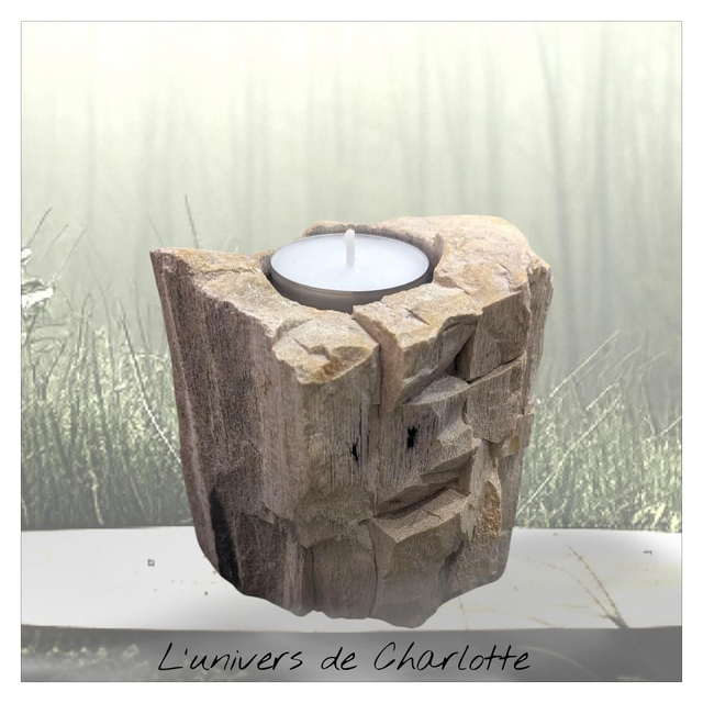 Bougeoir &quot;Bois pétrifié&quot; 9 cm