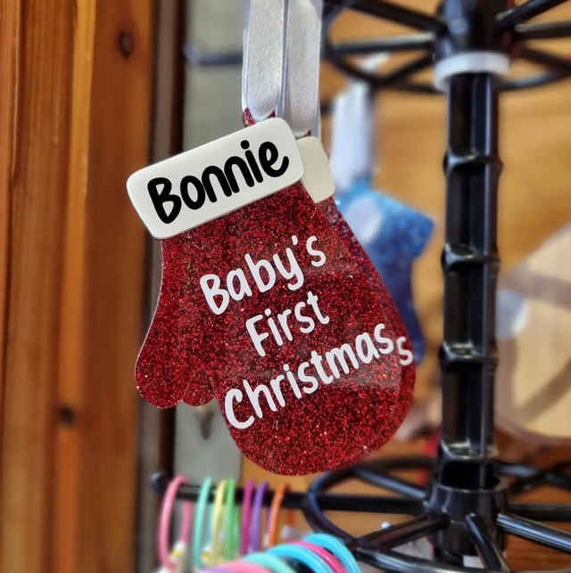 Baby&#039;s First Christmas Hanging Mitten Decoration