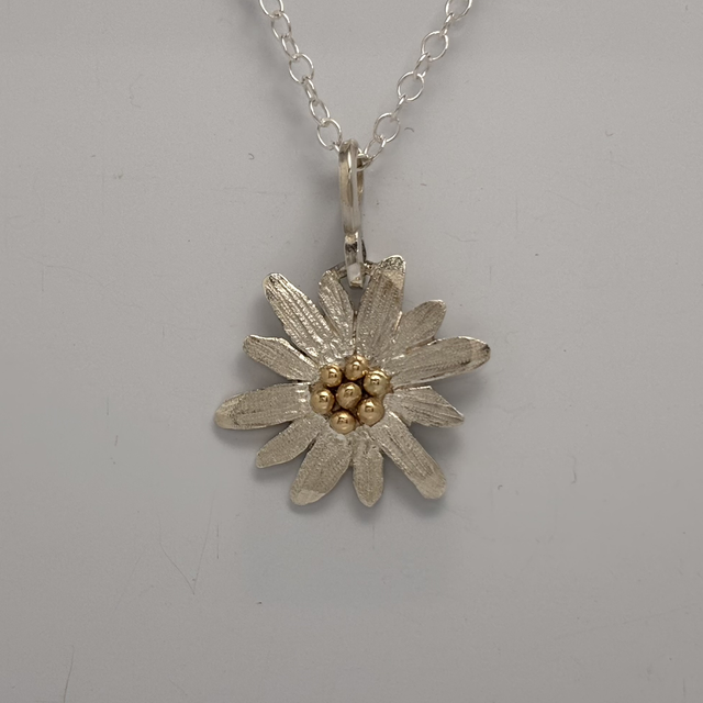 Pendentif edelweiss bille or 