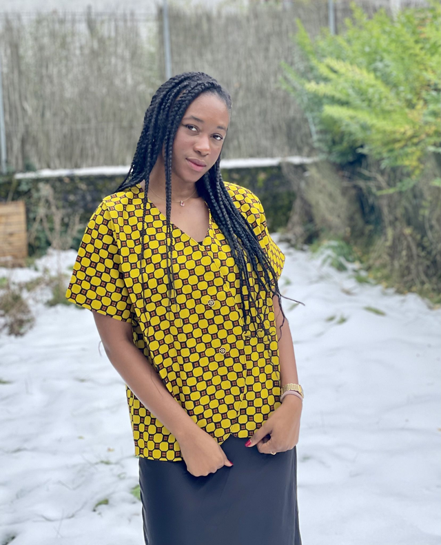 Veste cléa en wax jaune et noir 