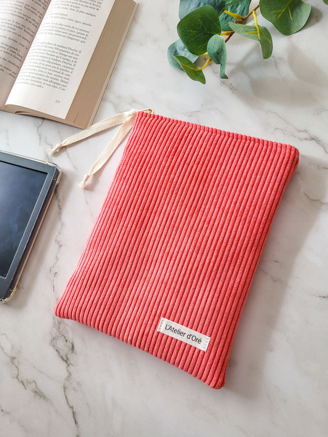 Pochette à livre Mila velours corail