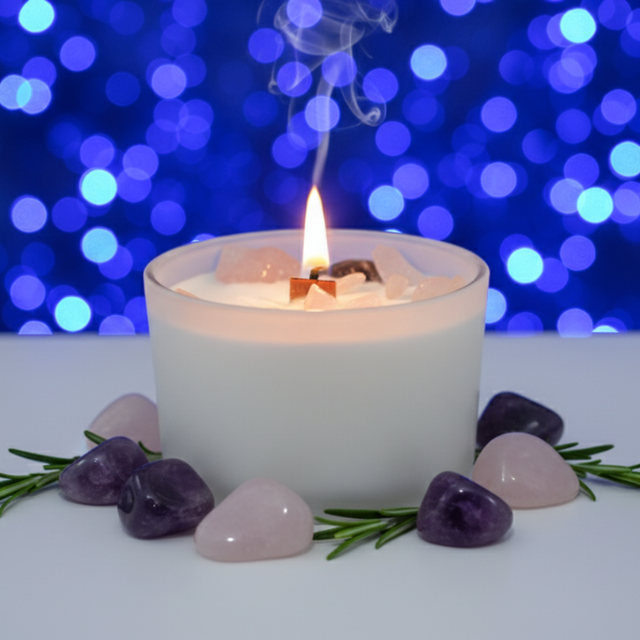 Bougie en Cristal Chakra du Troisième Œil - Pouvoir de Guérison