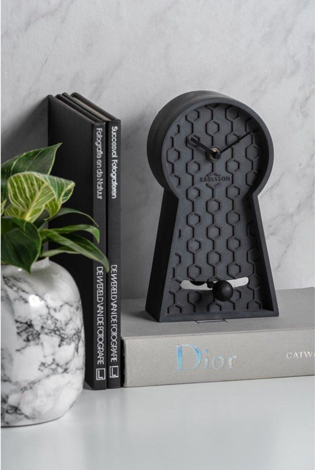 KARLSSON | Honeycomb Pandulum tafelklok - Donkergrijs