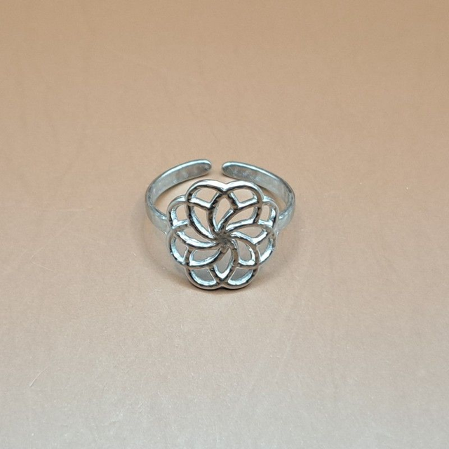 Bague ajustable Fleur de vie argentée