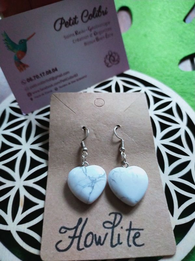 ♡ Boucles Coeur Howlite ♡