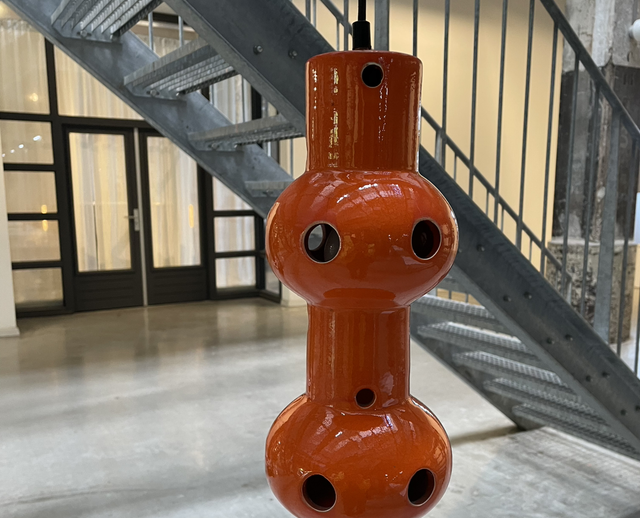 Orange glased ceramic pendant 