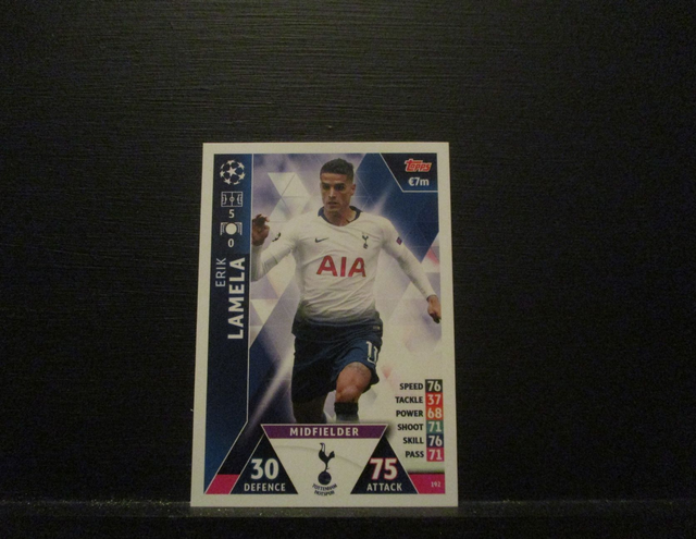 Erik Lamela - UEFA Champions League Match Attax 2018/19 Original Trading Card #192
