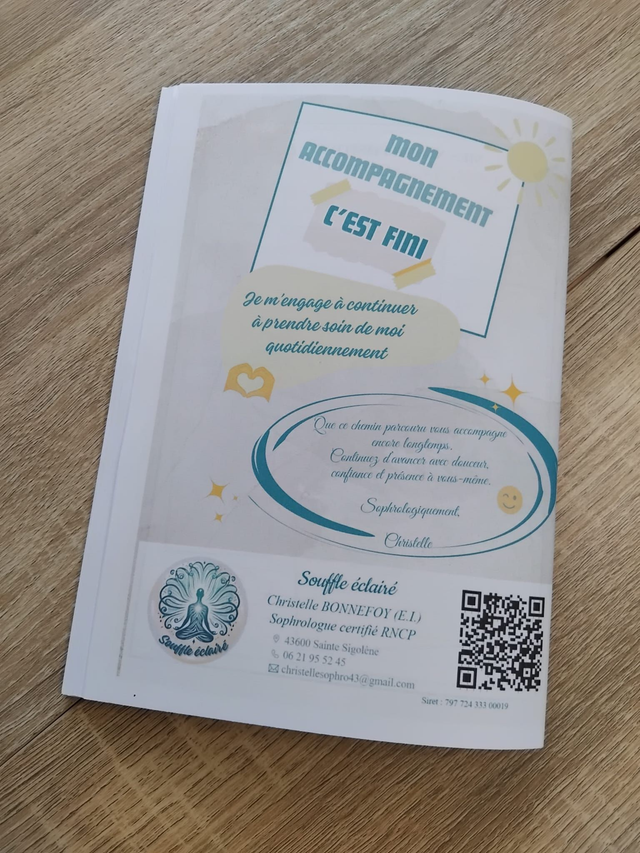 📓 CARNET SOPHRO ACCOMPAGNEMENT THERAPEUTIQUE en Fichier PDF – Version professionnelle