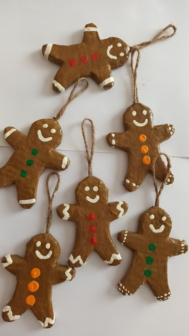 SUSPENSION PAIN EPICE, caramel en papier mâché, fait main, décoration unique de Noël