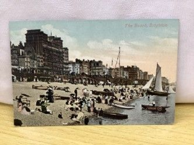 Brighton, The Beach, Sussex, Posted 1909 Valentine's Series Postcard no. R13