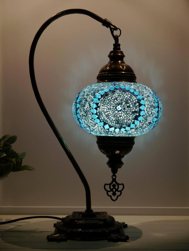Large Mosaic Swanneck Table Lamp