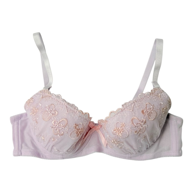 Purple floral embroidered Japanese Bra UK 32A   