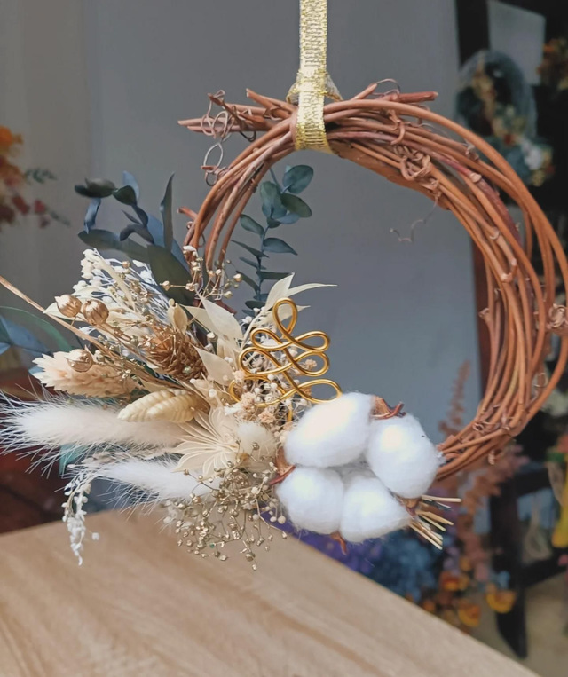 Mini couronne de fleurs séchées 15 cm