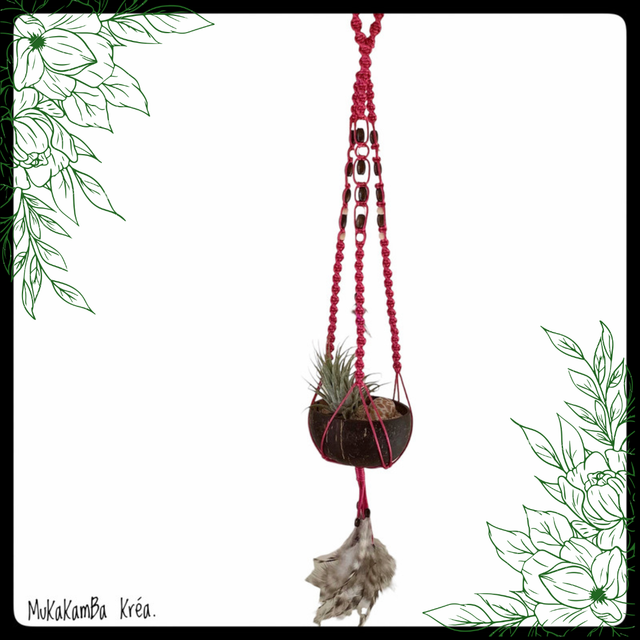 Suspension en macramé Rose