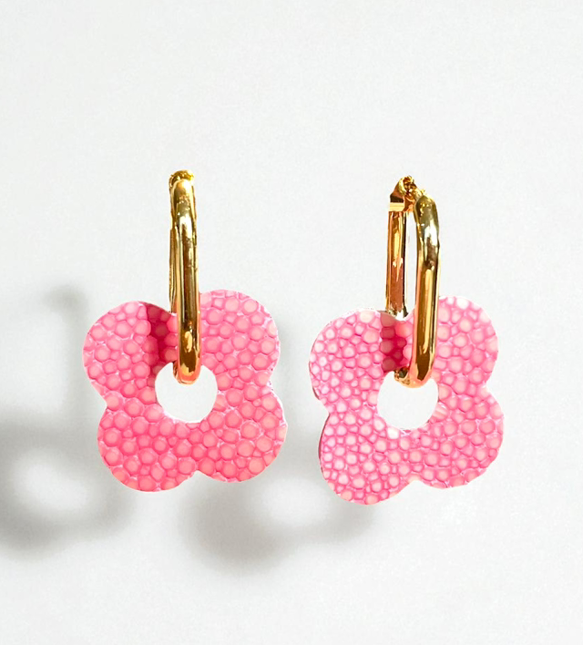 Créoles à fleur Rose