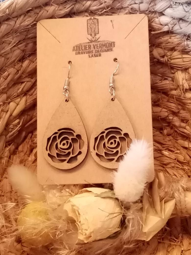 Boucles d'oreilles en bois thème goutte 