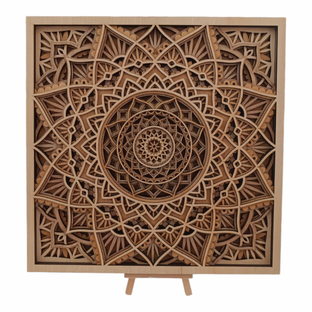 Mandala en bois carré