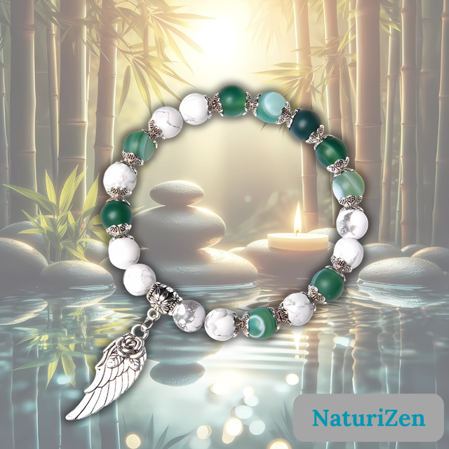 Bracelet en Agate Verte et Howlite 🌟💚