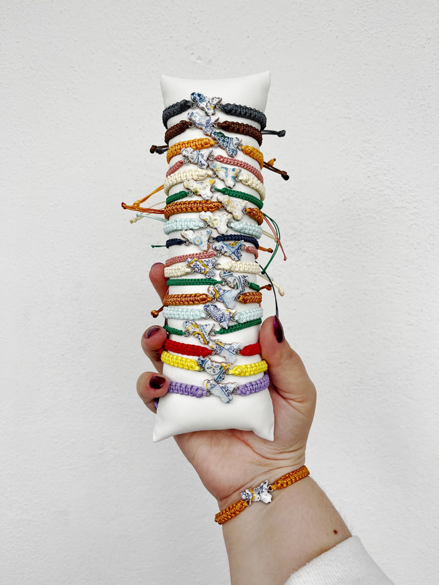 Bracciale Regolabile in Macramè con Sicilia in Argilla Polimerica - Vari Colori - Handmade