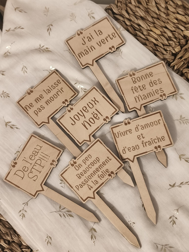 Pic en bois à message – À planter ou à offrir avec une fleur