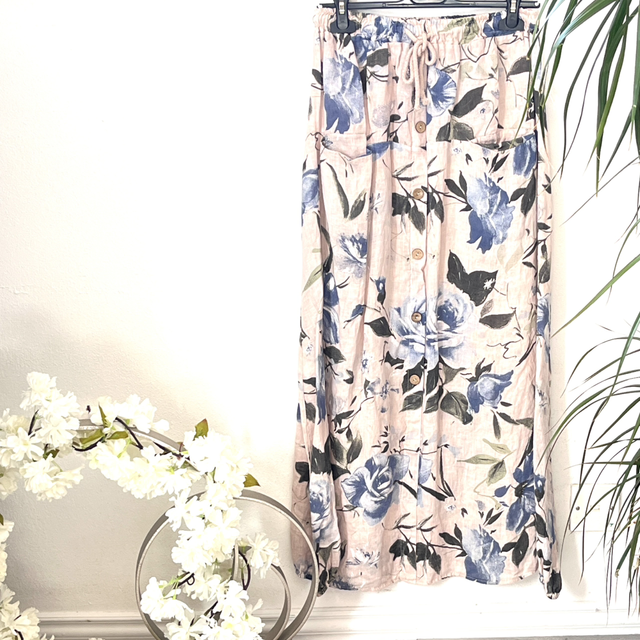 FLORAL LINEN SKIRT
