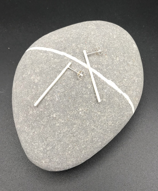 Long bar studs - sterling silver