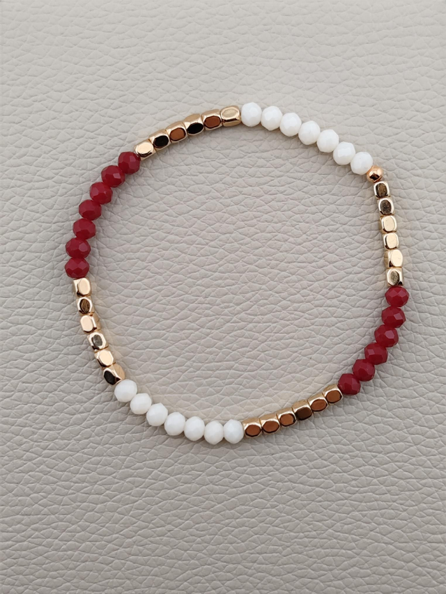 Amazir - Bracelet grenat et blanc 