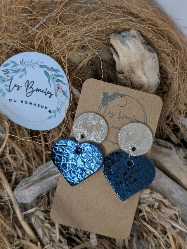 Boucles d'oreilles Coeur ❤️  bleu nuit c2047