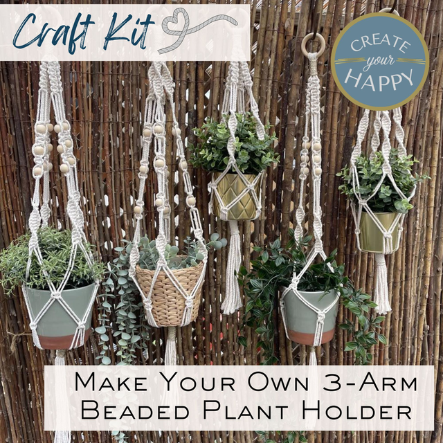Macrame Plant Holder 3 Arm (with Beads)