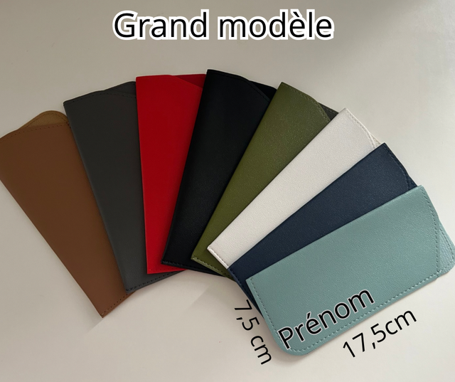 Étui à lunettes en similicuir personnalisé grand modèle 