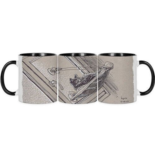 Taza gato interior negro