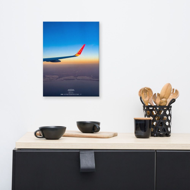 Canvas sunrise airplane fly