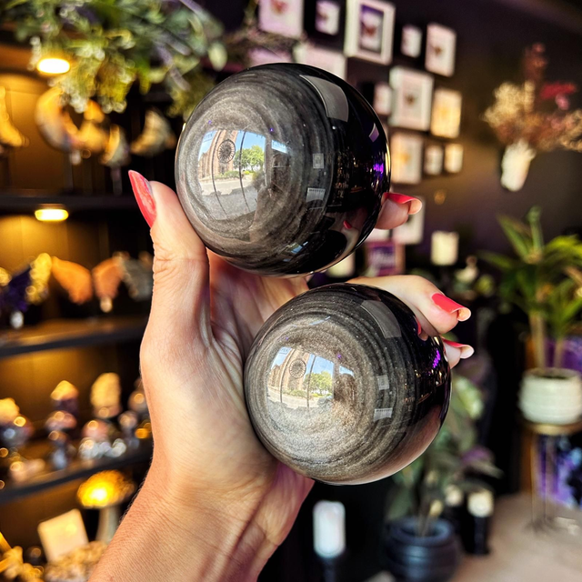 Silver Sheen Obsidian Sphere