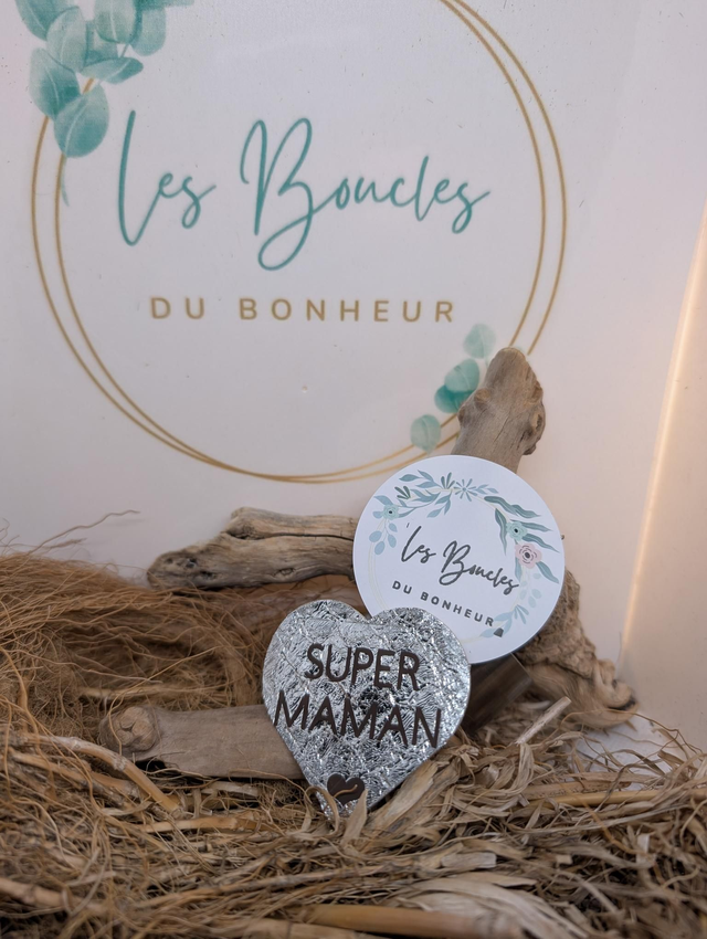 Broche personnalisée Super maman (argenté) br047