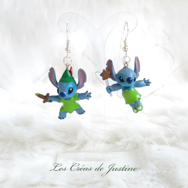 Boucles d&#039;oreilles Stitch &quot;clochette et Peter pan 