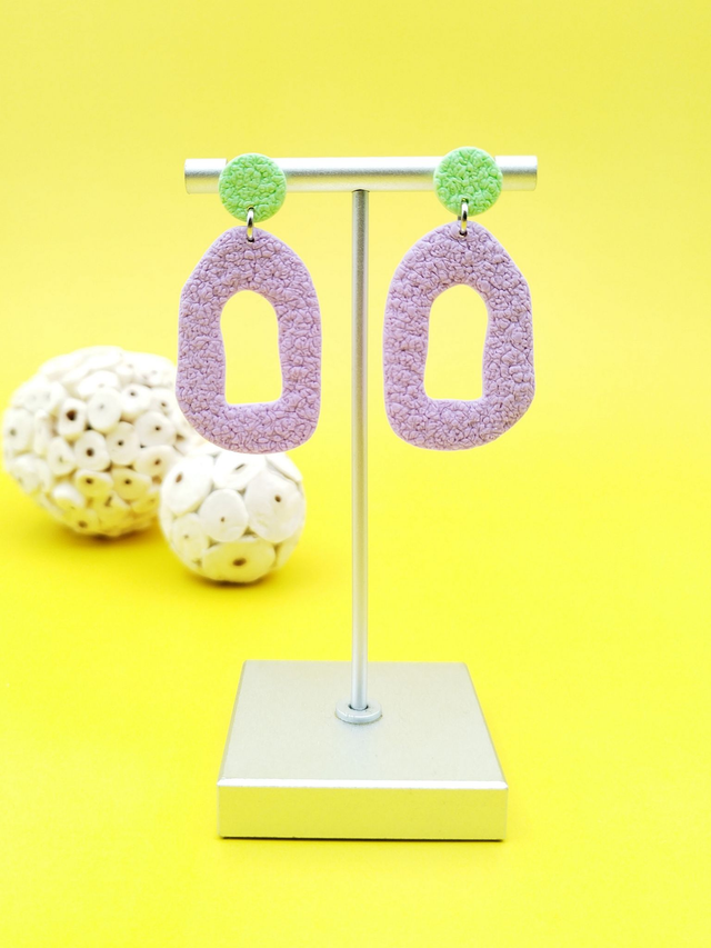 Boucles d'oreilles "Odéa" Violet et Vert pastels