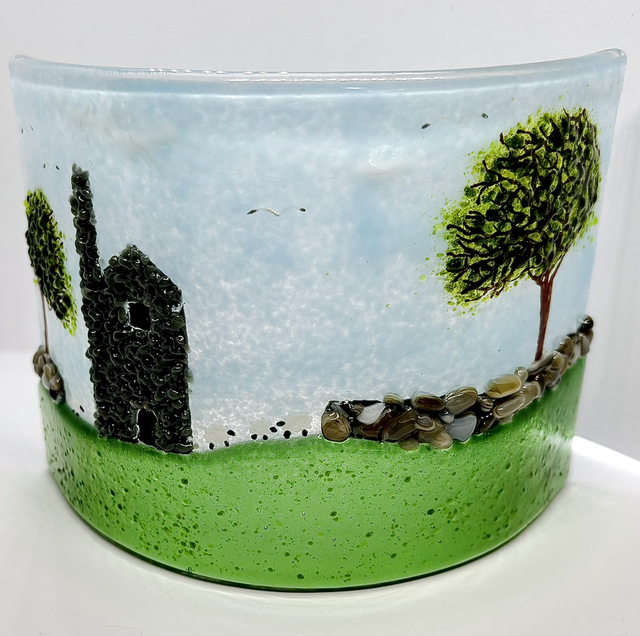 Moors Curved Fused Glass Scene
