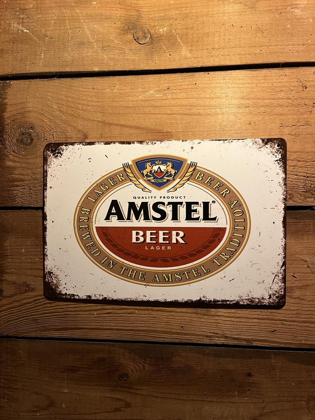 Metalen bierbord Amstel - 30 X 20 cm