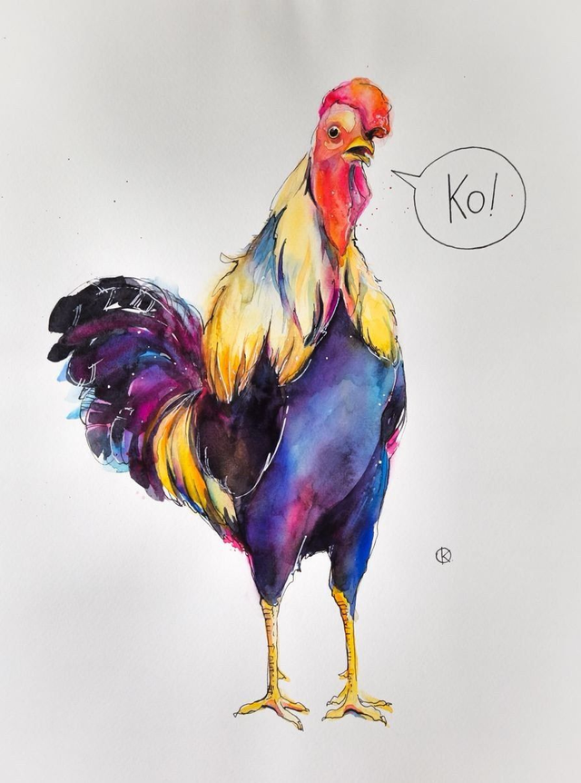 Ukrainian Rooster says "KO!" / poster A3 