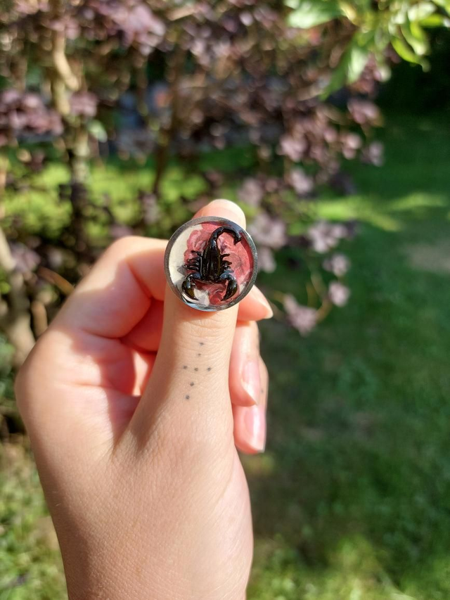 Bague scorpion rouge ajustable 