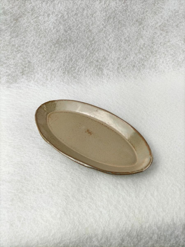 Plat ovale Uni – Beige et bleu