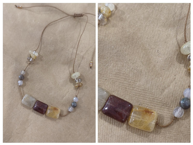 Agate et citrine ( pierres naturelles) bracelet réglable, résistant.