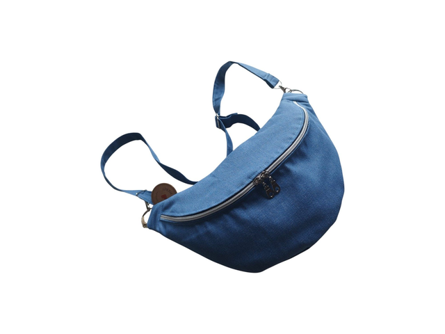 Sac banane en denim de coton bleu intérieur coeur