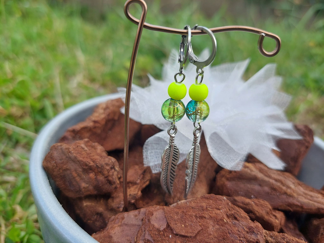 Boucle d'oreille pendante Pierre & Perle