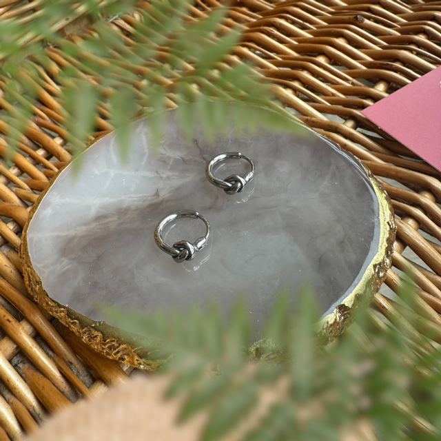 Créoles argentés noeud - Rondes 15 mm