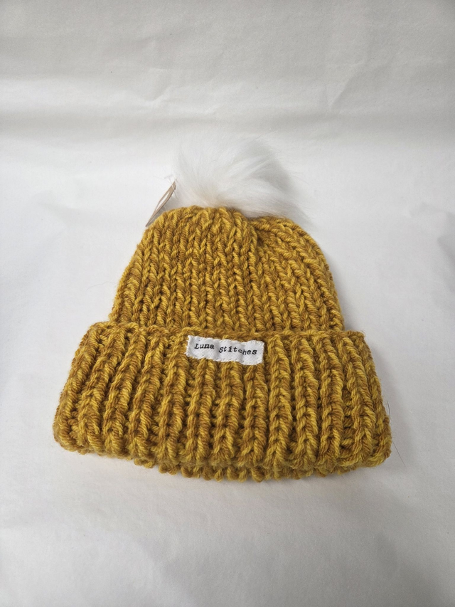 Orange And Gold Bobble Beanie - 100% Acrylic - LW-006