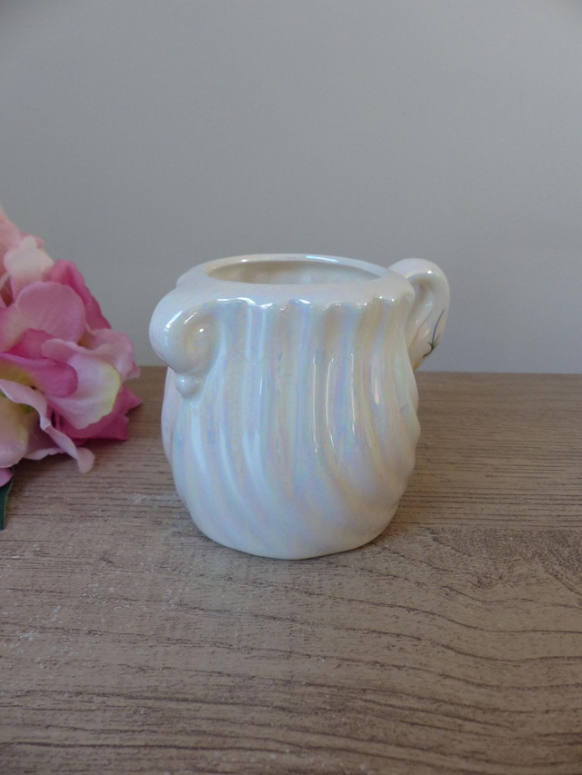Pot Cygne en Céramique Blanc Irisé Vintage – Gobelet Décoratif pour Salle de Bain, Rangement Maison – Pot à Crayons – Fabriqué à Taïwan